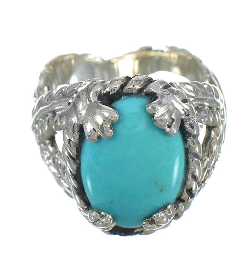 Genuine Sterling Silver Southwestern Turquoise Ring Size 8-1/4 RX62045